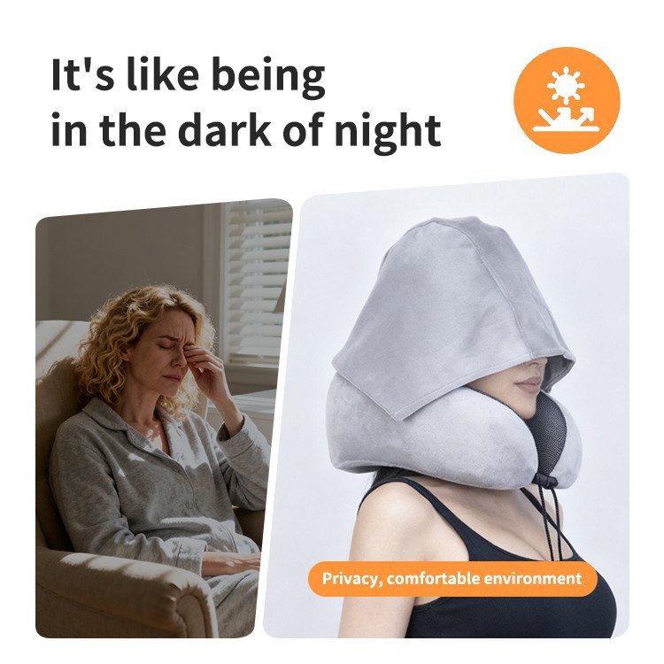 Memory Foam U Shape Neck Pillow With Cap factory